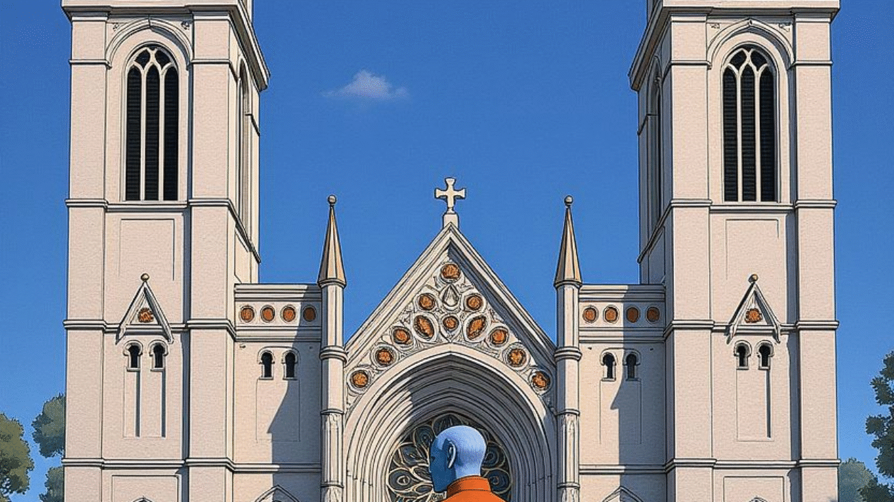 Shalzed outside St. James Cathedral in Seattle