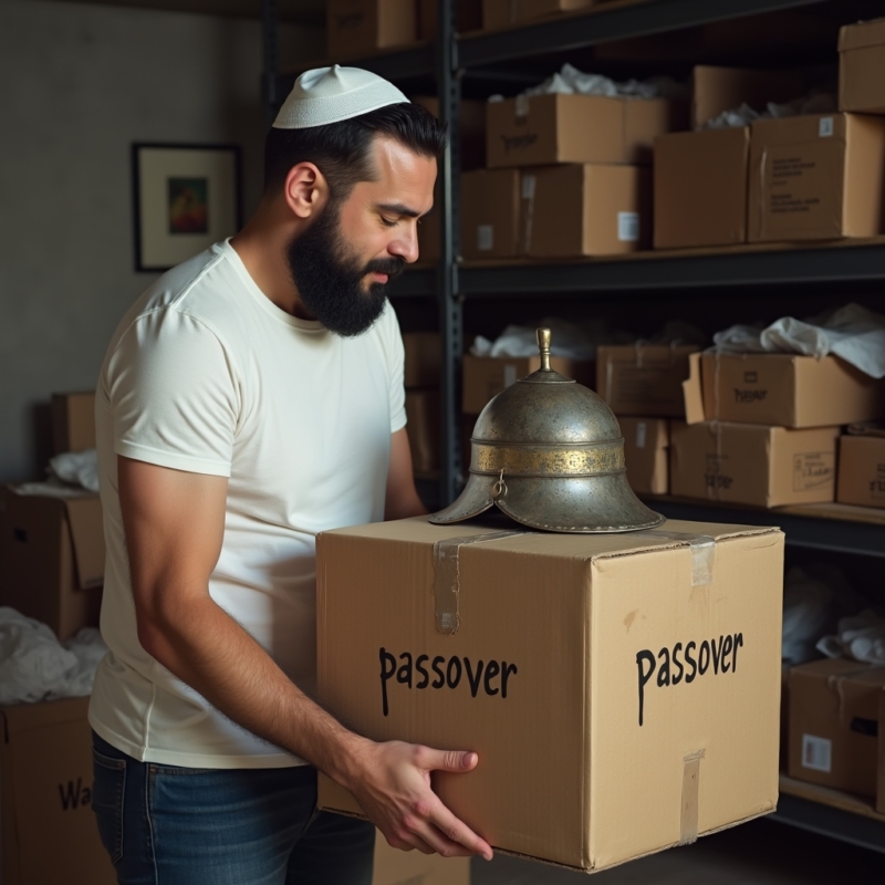Simon getting ready for Passover with a conquistador helmet