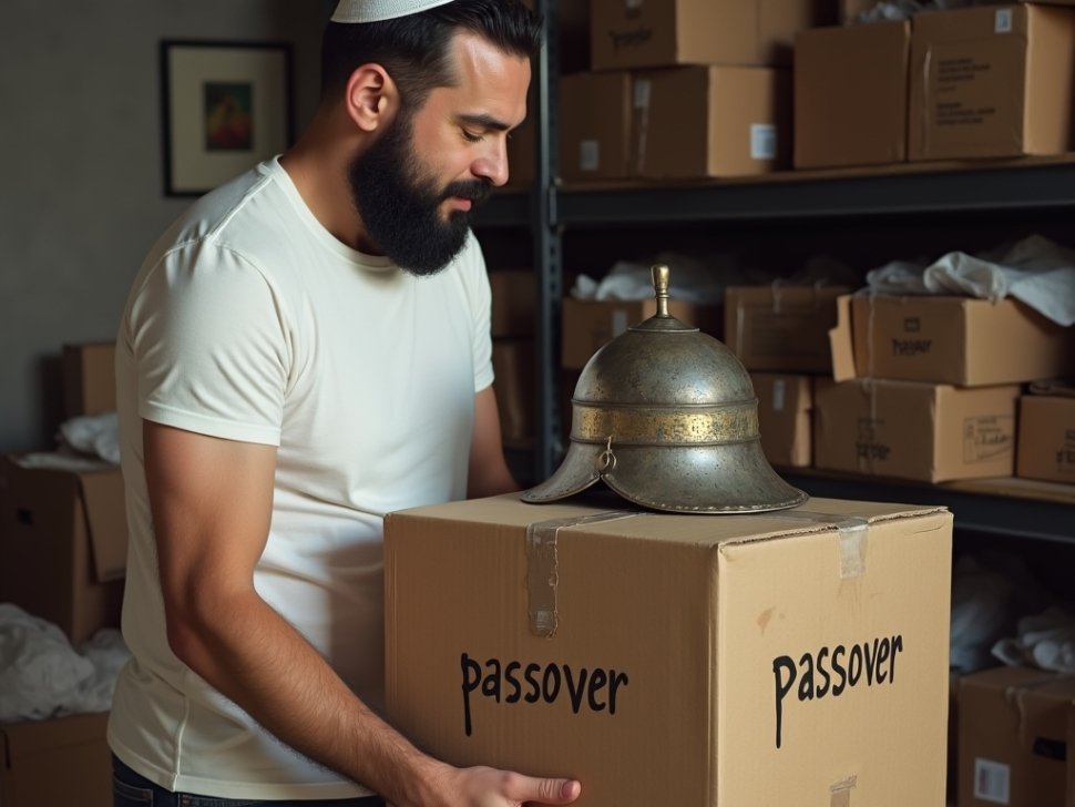 Simon getting ready for Passover with a conquistador helmet