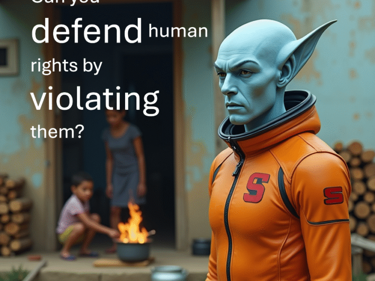 can you defend human rights by violating them